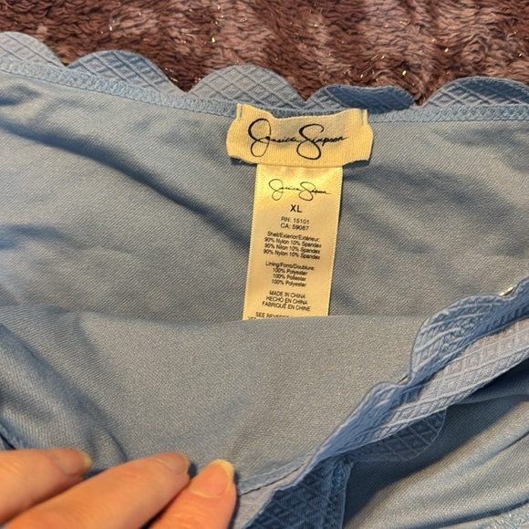 XL Jessica Simpson Blue Scalloped Bikini Set - Picture 3 of 8